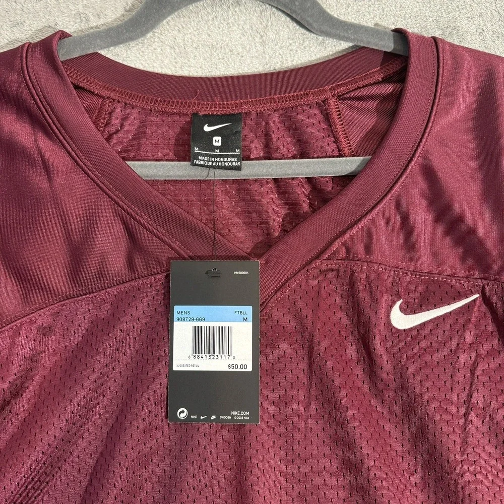 Nike Football Practice Jersey Vapor Mesh Burgundy Medium‎ Swoosh Athletic Shirt